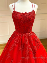 Backless Red Lace Semi Formal Prom Dresses, Red Backless Lace Formal Evening Graduation Dresses